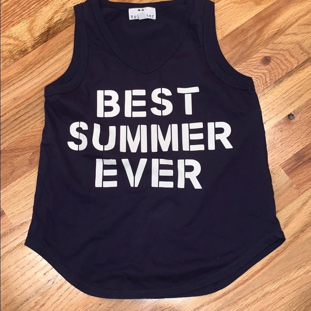 Splatter size 10 tank top “best summer ever”